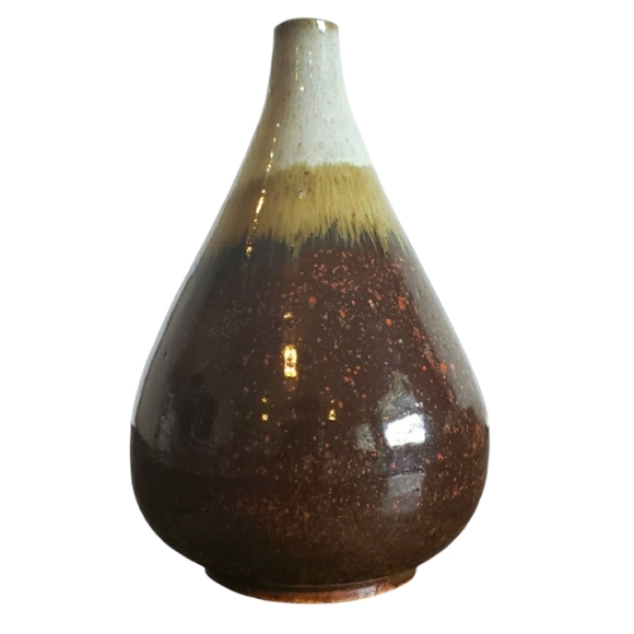 unbranded Other - Earthenware Teardrop Cream, Tan, & Brown Bud Vase